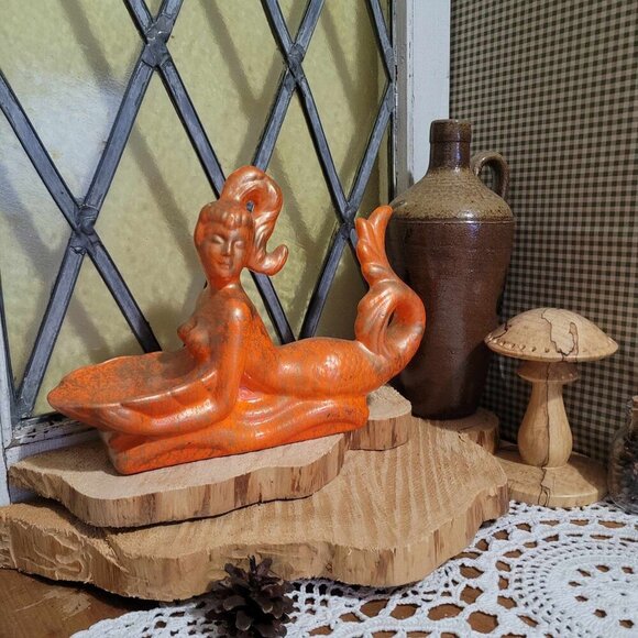 Vintage Mermaid Soap Trinket Dish - Gold & Orange - Picture 4 of 9